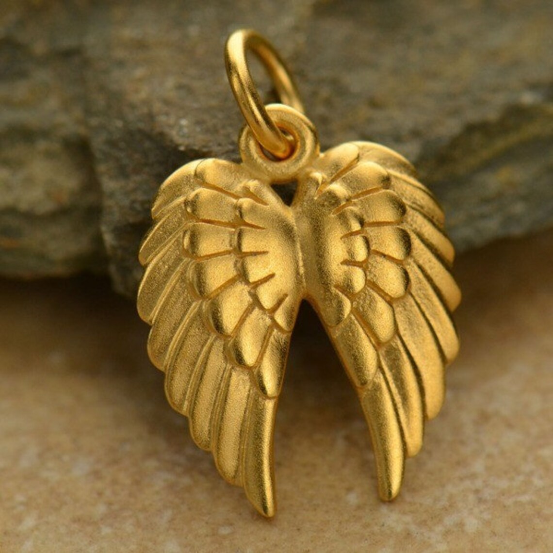 Double Wing Charm 19mm Sterling Silver Wing Charm Bronze Etsy