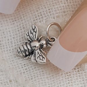 Può includere: Un ciondolo a forma di ape in argento con un designo dettagliato. Il ciondolo ha un anello per attaccarlo a una collana o un braccialetto.