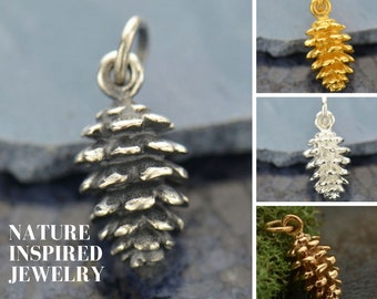 Pinecone Charms, Sterling Silver Pinecone Charm, 24k Gold Plated Pinecone Charm
