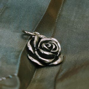 HUGE DISCOUNT SALE -Sterling Silver Rose Charm, Flower Jewelry, Textured Rose Charm, Rose Charm, Nature Gift, Gift for loved One