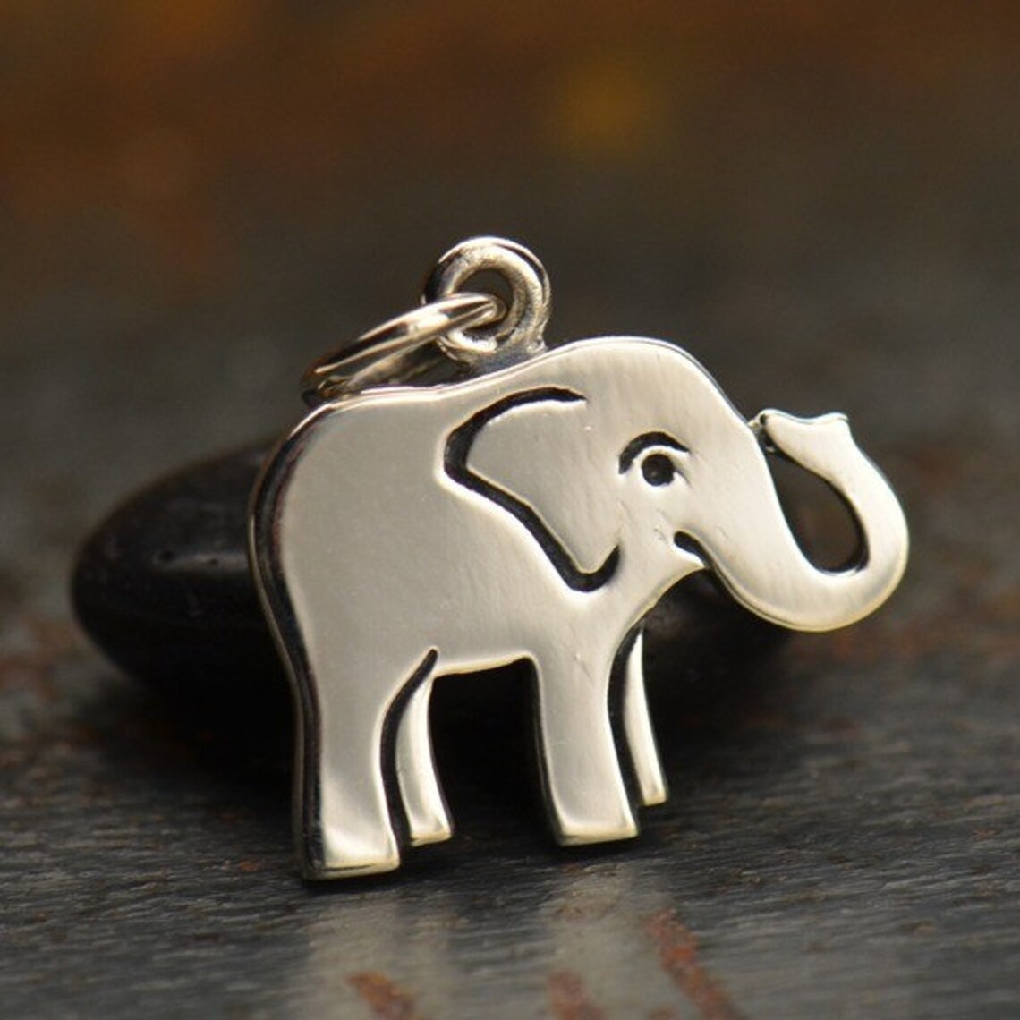 Sterling Silver Flat Plate Baby Elephant Charm Elephant Etsy