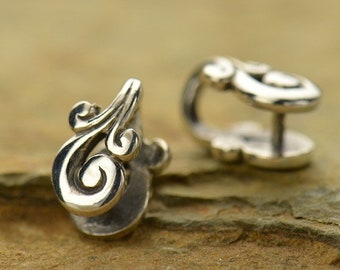 SAVE BIG -Pinch Bail, Swirl Pinch Bail, Sterling Silver Pinch Bail, 7x5mm Pinch Bail, Wave