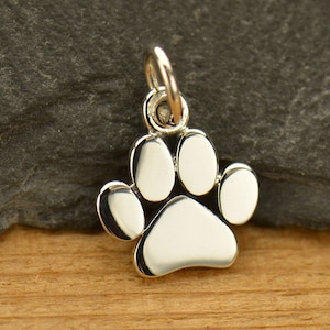 SAVE BIG -Sterling Silver Paw Print Charm, A1628, Pet Charms, Animal Charms