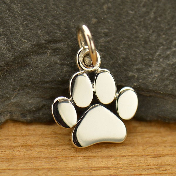 35% Off Sale No Coupon Needed Animal/Insect CharmsSterling Silver Paw Print Charm, A1628, Pet Charms, Animal Charms