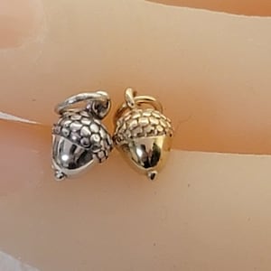 and Save -Sterling Silver Acorn Charms, A873, Natural Bronze, VNA873, 3D Acorn Charm, Jewelry Making Supplies
