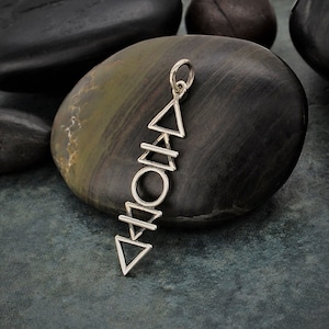 SAVE BIG -Sterling Silver Stacked Elements Charm, Earth, Air, Water and Fire, Elemental Charms