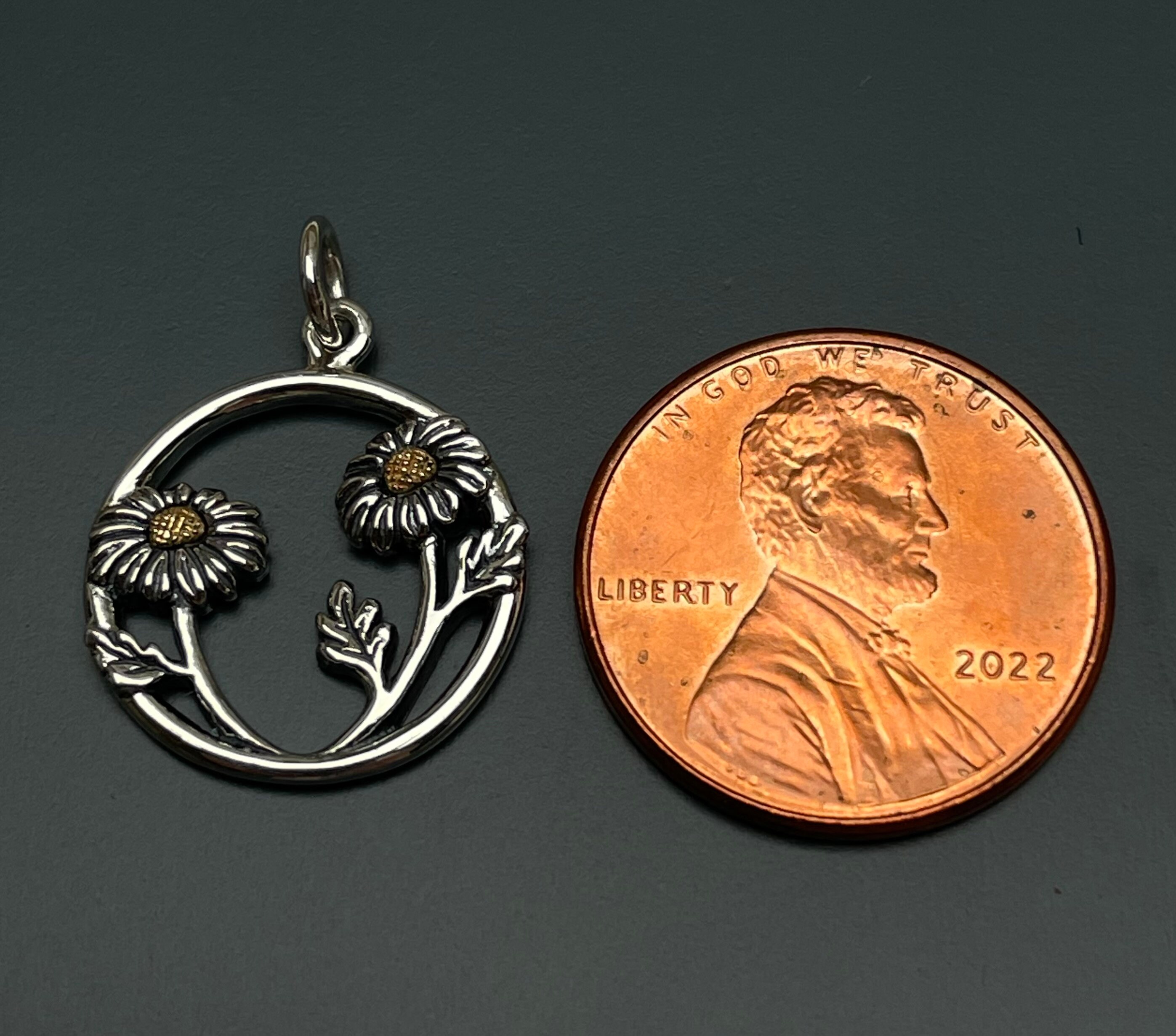 Enjoy 25% off -mixed Metal Daisies in a Circle Pendant