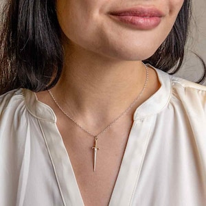 SALE -Sterling Silver Sword Necklace with Bronze Handle