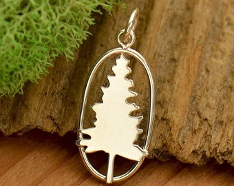 35% Off Sale No Coupon Needed Sterling Silver Pine Tree Charm, Tree Charm, Pine Tree Charm, Vertical Charms