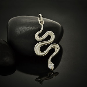 SAVE BIG -Animal/Insect CharmsSterling Silver Snake Charm with Nano Gem Eyes, Reptile Charms
