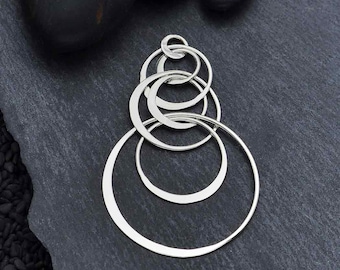 Sterling Silver Seven Floating Circles Link, 3499, Round Circle Links, Connector Link, Jewelry Link