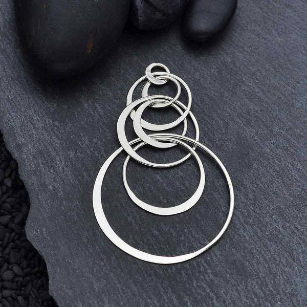 Sterling Silver Seven Floating Circles Link, 3499, Round Circle Links, Connector Link, Jewelry Link