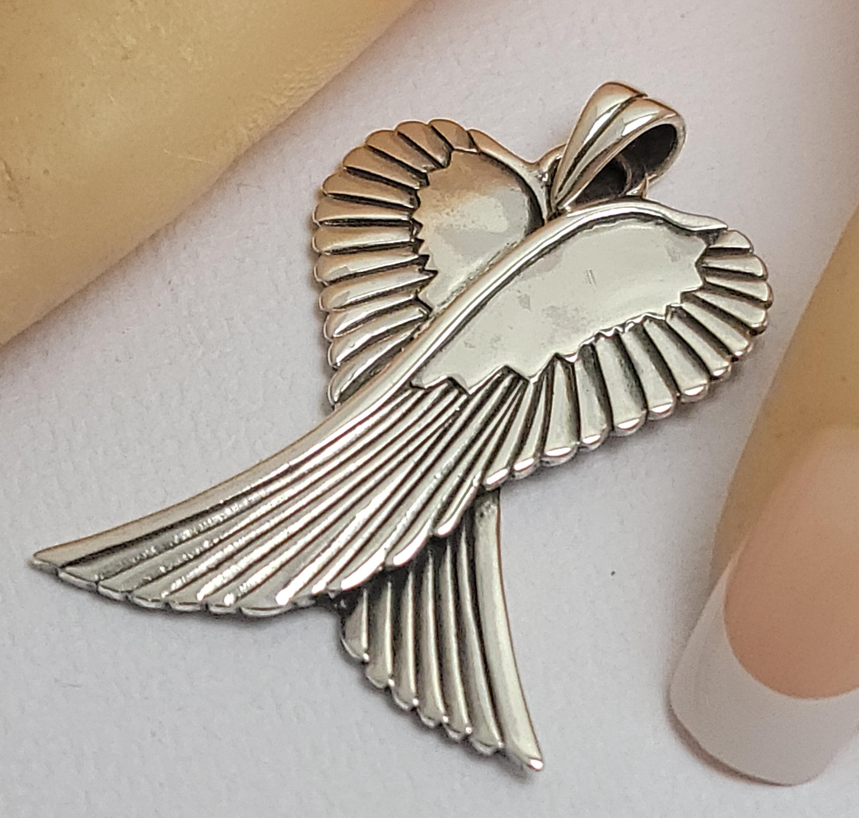 Enjoy - On Sale, Sterling Silver Large Double Angel Wing Pendant