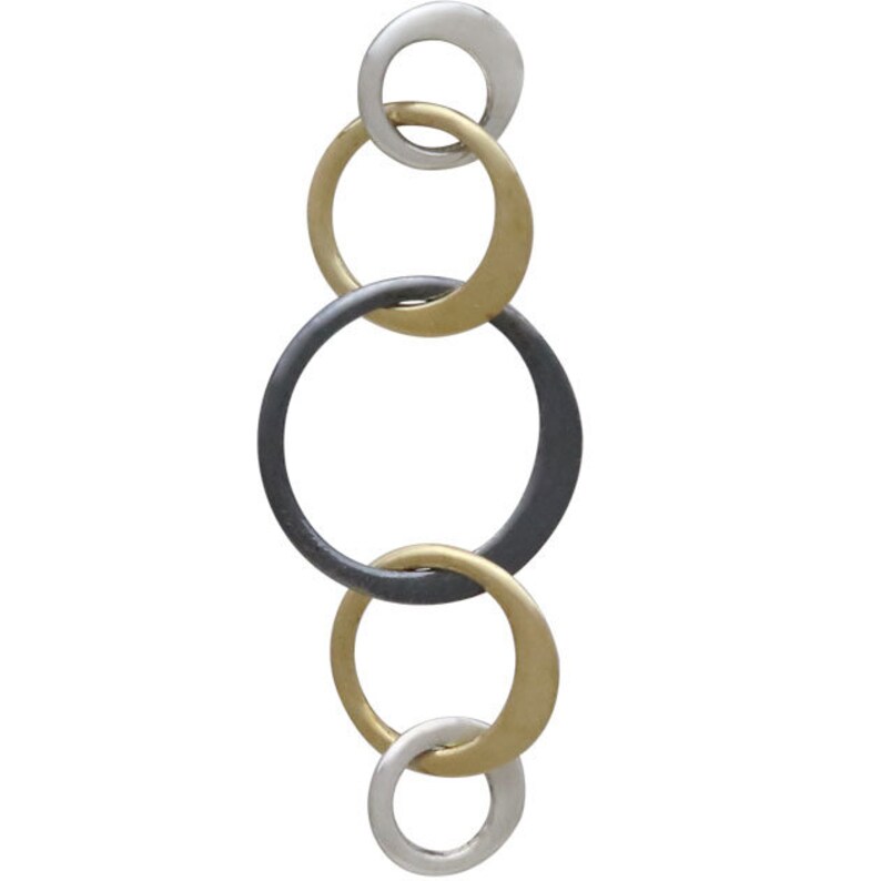 Jewelry Link Item 3483 Mixed Metal Five Circles of Life Link