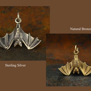 On Sale No Coupon Needed, Animal/Insect CharmsRealistic Bat Charms, Sterling Silver, Natural Bronze, Item 1564