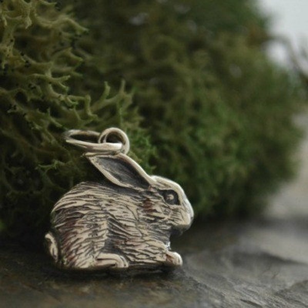 Animal/Insect CharmsSterling Silver Rabbit Charm, Textured Rabbit Charm, Silver Bunny Charm, Easter, Charms for Youth