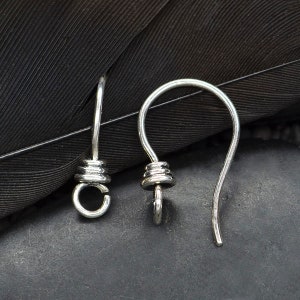 Silver Earring Hook with Front Facing Loop and Wire Wrap - Earring Findings, Earring Parts, Jewelry Supplies, Earring Hooks