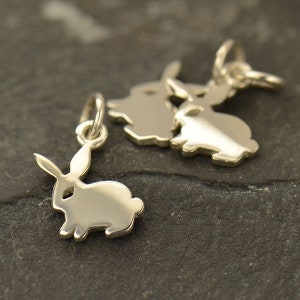 Animal/Insect CharmsSterling Silver Rabbit Charm,1528, Silver Bunny Charm, Tiny Bunny Charm,  Easter, Charms for Youth