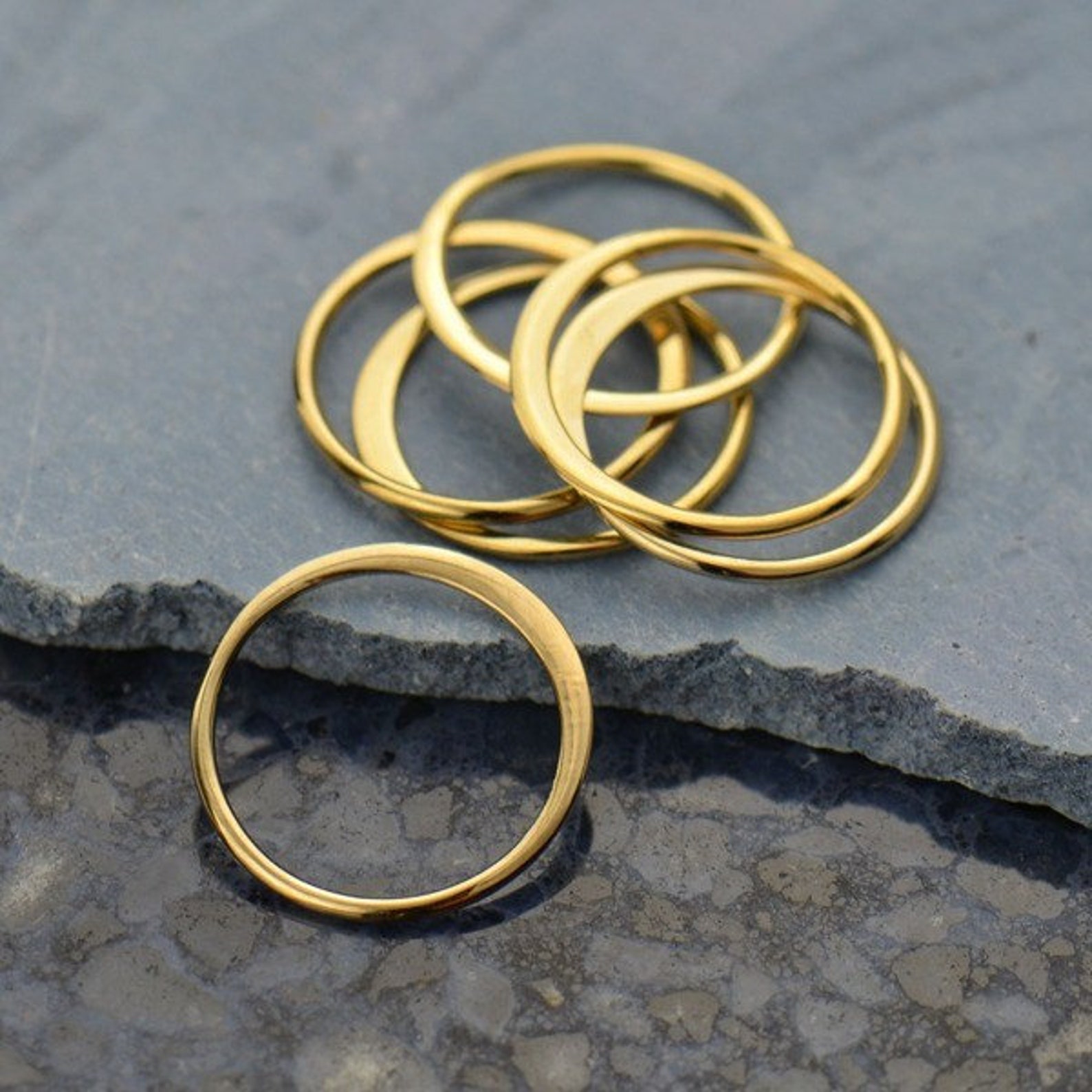 Small Half Hammered Circle Links, 12x12mm, Jewelry Links, Round Circle ...