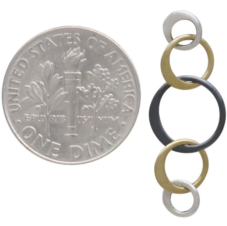 Jewelry Link Item 3483 Mixed Metal Five Circles of Life Link