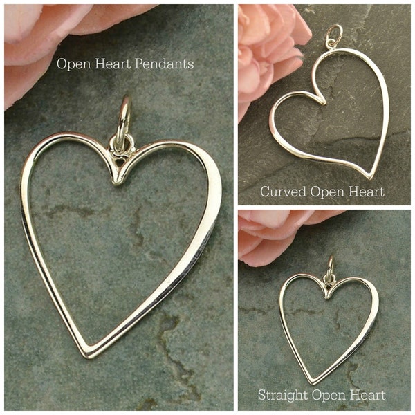 35% Off Sale No Coupon Needed Open Heart Pendants, Straight Open Heart, Curved Open Heart Pendant