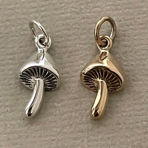 SAVE BIG -Mushroom Charms, Sterling Silver, Natural Bronze