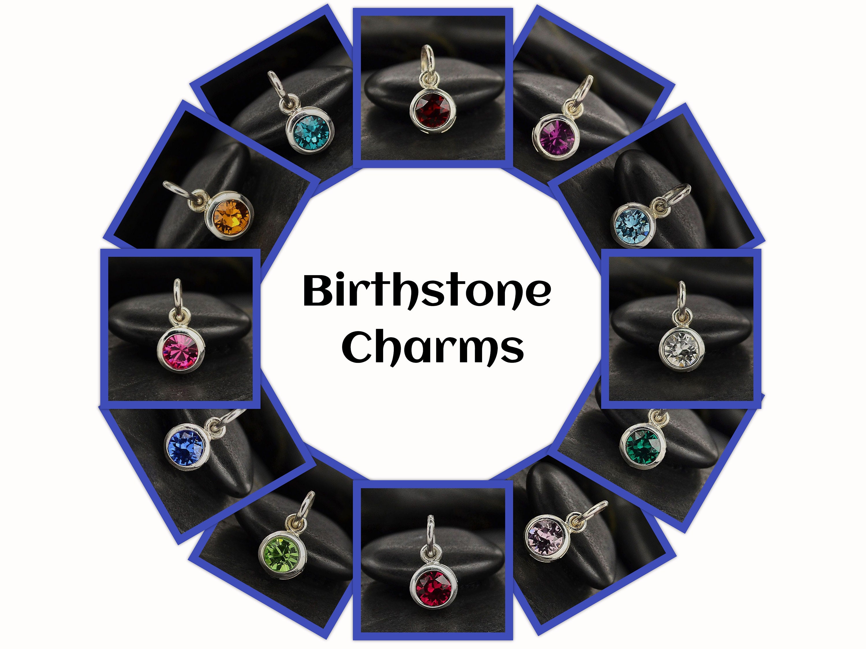Birthstone Charms Swarvorski Crystal Birthstones CZ Etsy