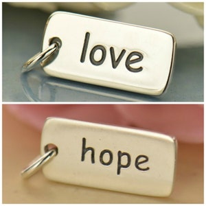 Word Charm, hope Word Charm, Sterling Silver Word Charms, Stamped Word Charm