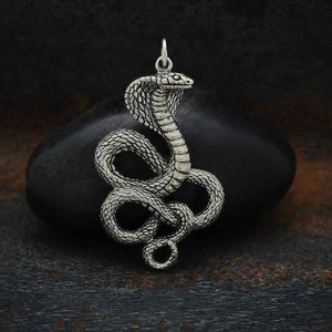 SAVE BIG - Tier / Insekt CharmsSterling Silber Cobra Anhänger, 6402, Reptilien Charms, Link,