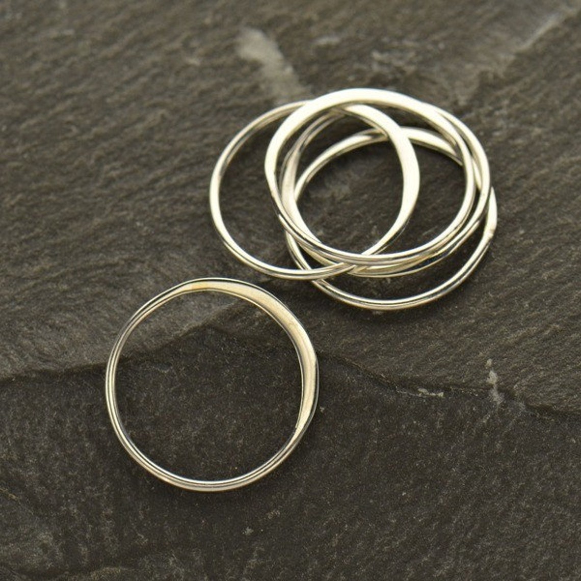 Medium Half Hammered Circle Links, 15mm, Jewelry Links, Round Circle ...