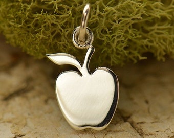 35% Off Sale No Coupon Needed Sterling Silver Apple Charm,  A1597, Youth Charms, Vegetable Charms