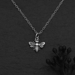 On Sale -Sterling Silver Bee Necklace - 16&quot;, 18&quot;, 20&quot;, 22&quot;, 24&quot;