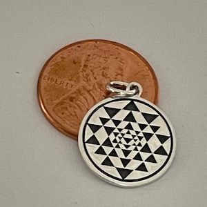 SAVE BIG -Sterling Silver Sri Yantra Charm, Sacred Geometry, Native Charm, Southwestern Charm