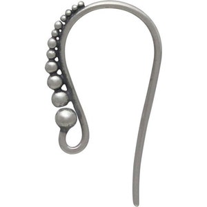 Sterling Silver Ear Wire Short Granulated Ear Hook Earring Findings, Earring Parts, Jewelry Supplies, Earring Hooks image 2
