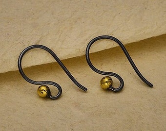 35% Off Sale No Coupon Needed Black Finish Simple Ear Wire with Bronze Ball - Earring Parts, Jewelry Supplies, Earring Hooks