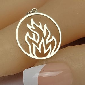 SAVE BIG -Sterling Silver Openwork Fire Element Charm, A4188