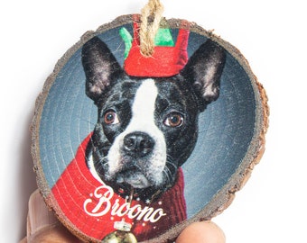 PERSONALISED Christmas Bauble,Decoration, Xmas Ornament – Custom Image Printed Natural Wood Slice Keepsake Christmas Photo Gifts