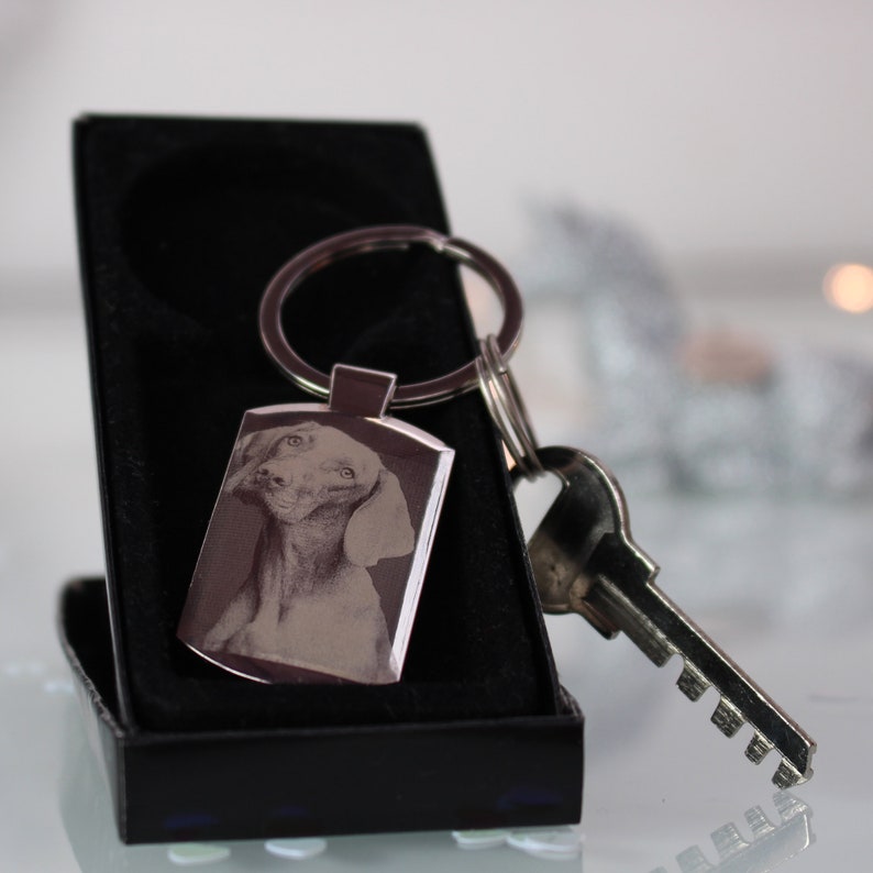 Personalised Custom Picture Engraved and Photo Printed Chrome metal key-ring, Keepsakes gift Picture Engraved Gift Free gift Box,Top Gift , image 8