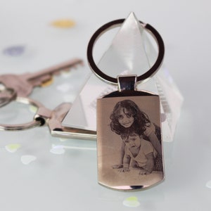Personalised Custom Picture Engraved and Photo Printed Chrome metal key-ring, Keepsakes gift Picture Engraved Gift Free gift Box,Top Gift , image 7