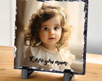 Personalised Square Rock Slate, Custom Photo Slate with Text & Image, Durable Natural Stone Gift for Any Occasion, Personalised Keepsakes