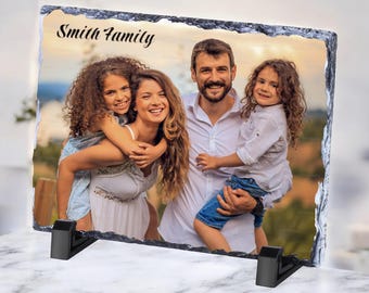 Personalised Rectangle Rock Slate, Custom Photo Slate with Text & Image, Durable Natural Stone Gift for Any Occasion, Personalised Keepsakes