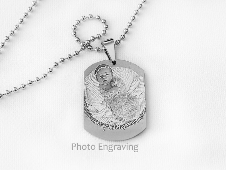 Photo Engraved Personalised Memorial Pendent Stainless Steel With a ...