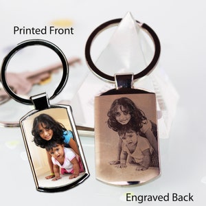 Personalised Custom Picture Engraved and Photo Printed Chrome metal key-ring, Keepsakes gift Picture Engraved Gift Free gift Box,Top Gift , image 4