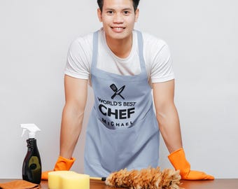 Cotton Apron, Personalised Chef Apron, Custom Cooking Apron, Eco-Friendly Chef Attire, World's Best Chef Apron, Organic Chef Wear