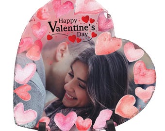 Personalised Heart Rock Slate, Custom UV Printed Photo with Engraving Option, Matte Finish Memorial Gift with Stand