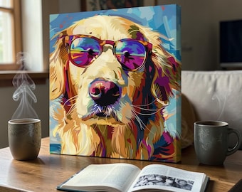 Custom Pet Portrait Canvas, Personalized Dog Wall Art, Memorial Animal Print