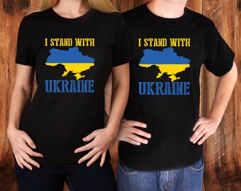 Ukrainian Lover support, I Stand With Ukraine Flag Support Ukraine T-Shirt Yellow,Black,White for Men Women personalised to your need