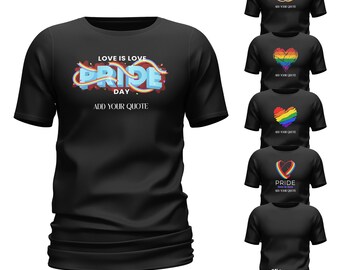 Personalised Pride T-Shirt, LGBTQ Rainbow Shirt, Unisex Gay Pride Top, Unisex Black & White Pride Tee, Custom LGBTQ+ Shirt, Bulk Pride Tee