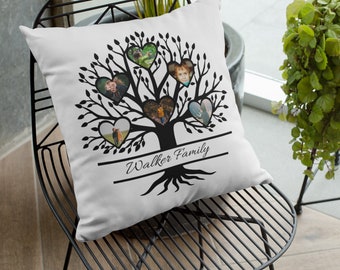 Personalized Family Tree Satin Cushion Cover, Home Decor, Cushion Cover, Interior design