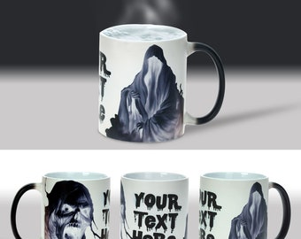 Personalised  Halloween Theme Heat Change Mug,  (11oz) Personalise with your own Text, Magic Heat  Mug Gift